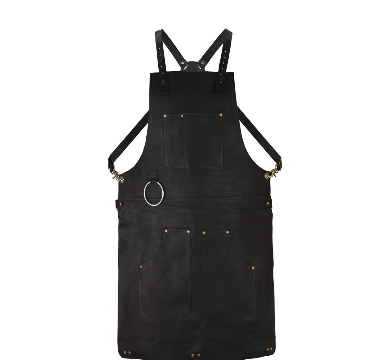 The MasterChef Leather Gift Set (3-in-1) Black Leather apron & Knife Roll with Leather Mitts