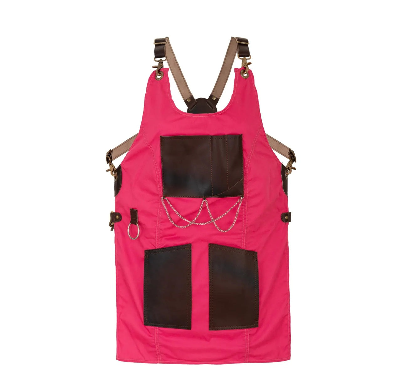 The Bedfordshire New Style Pink Canvas and Leather Apron
