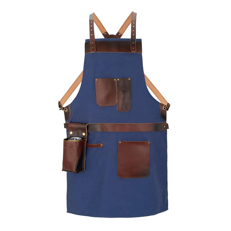 The Northumberland Blue Canvas Crossbody Apron with Can Pocket