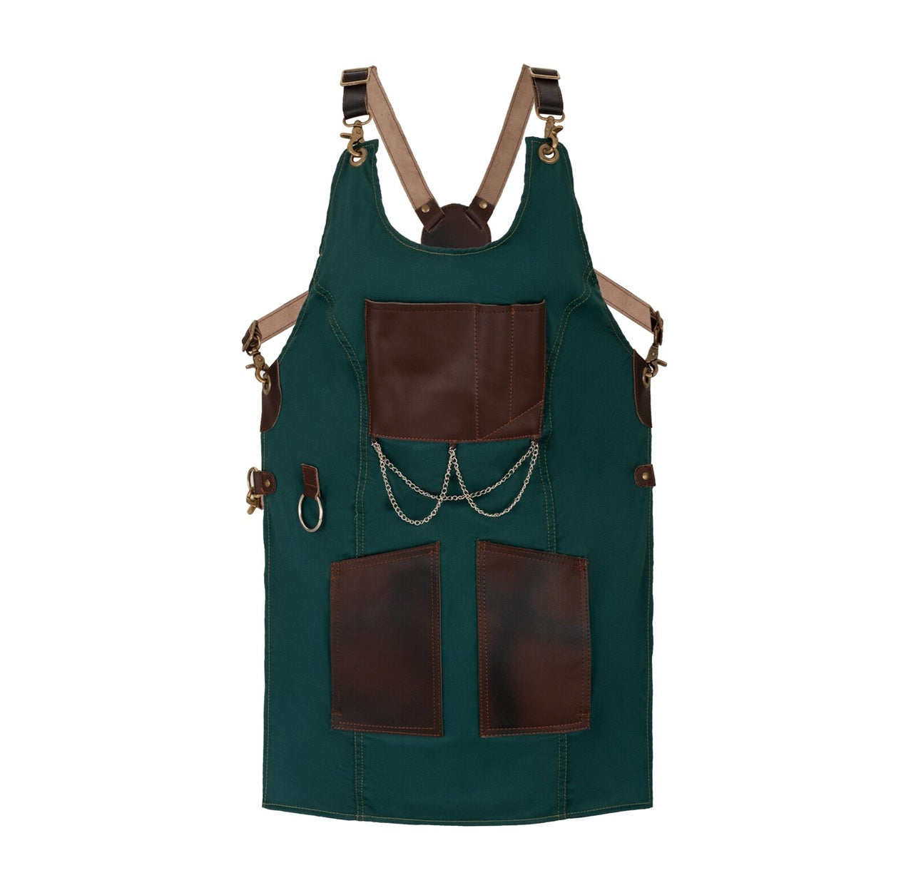 The Bedfordshire New Style Irish Green Canvas and Leather Apron