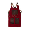 The Bedfordshire New Style Maroon Canvas and Leather Apron