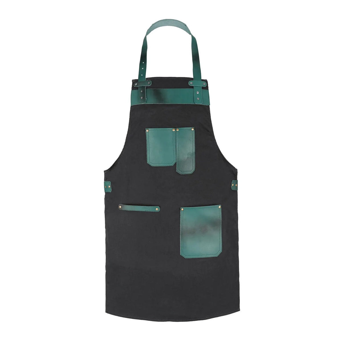 The Essex Canvas Green Handmade Leather Pocket Apron