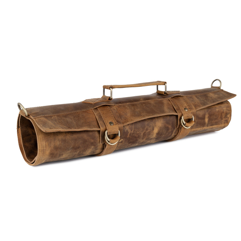 The Dorset Tan Brown Crazy Horse Pull up Leather Knife roll - Biggy