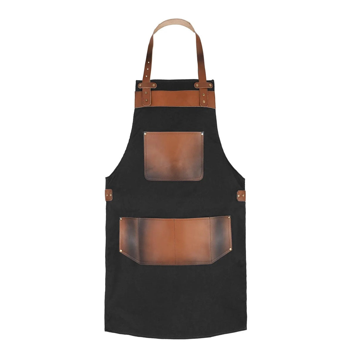 The Essex Full Grain Handmade Brown Leather Pocket Canvas Apron