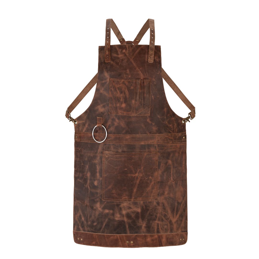 Dark Brown Crazy Horse Pull up Crossbody Leather apron