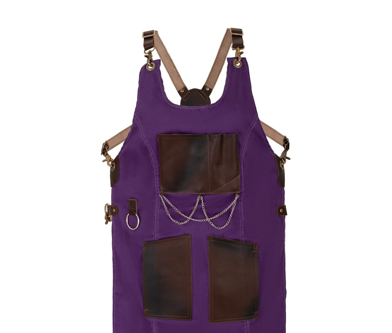 The Bedfordshire New Style Purple Canvas and Leather Apron