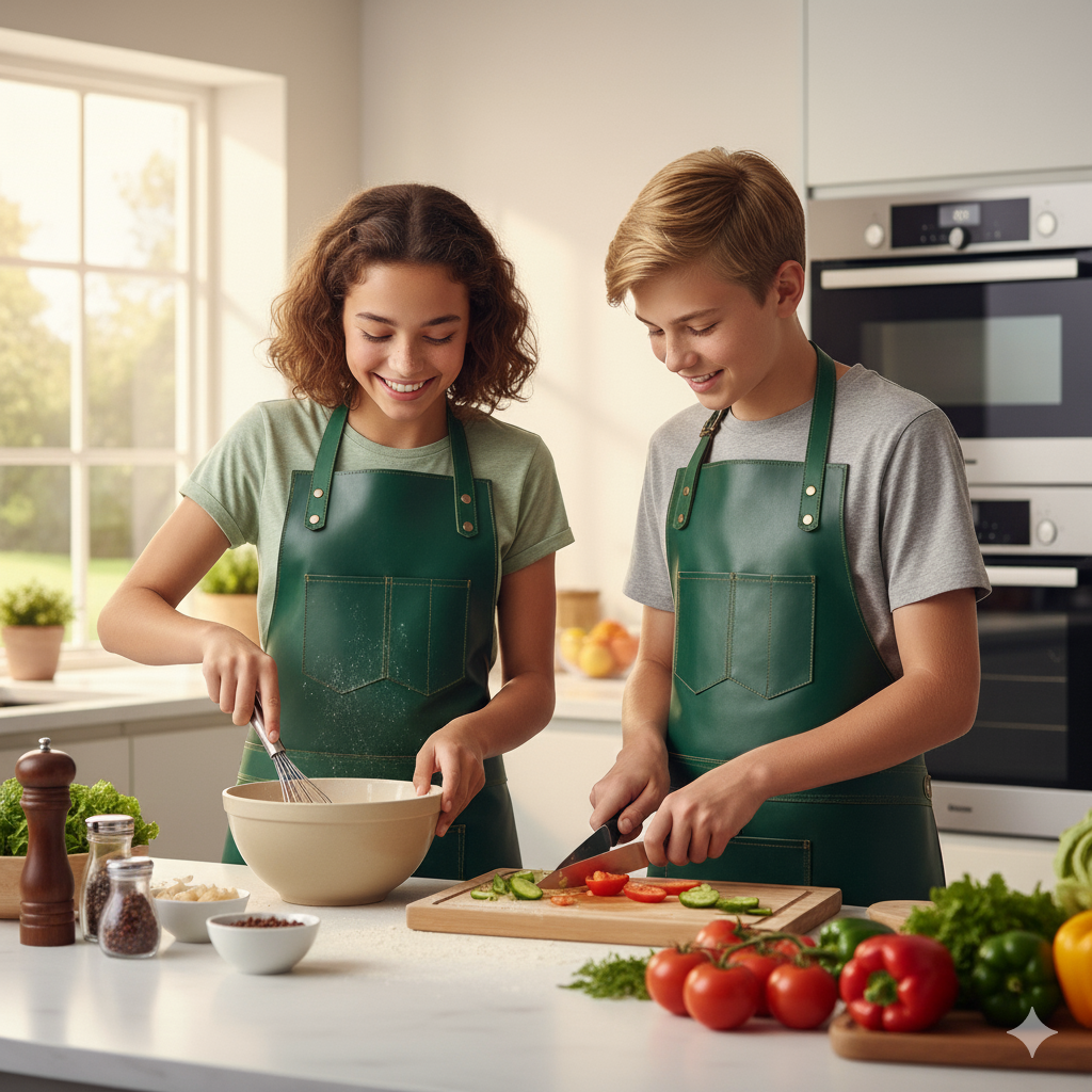 The Bristol Green Full Grain Kids Leather Apron