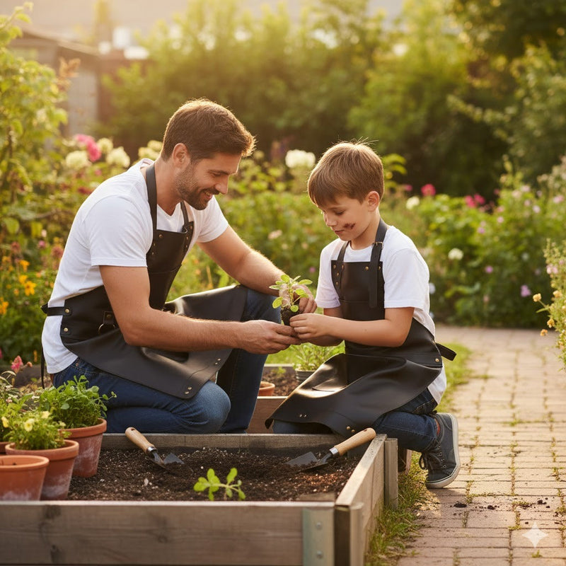 The Northumberland Father & Son Black Full Grain Leather Apron