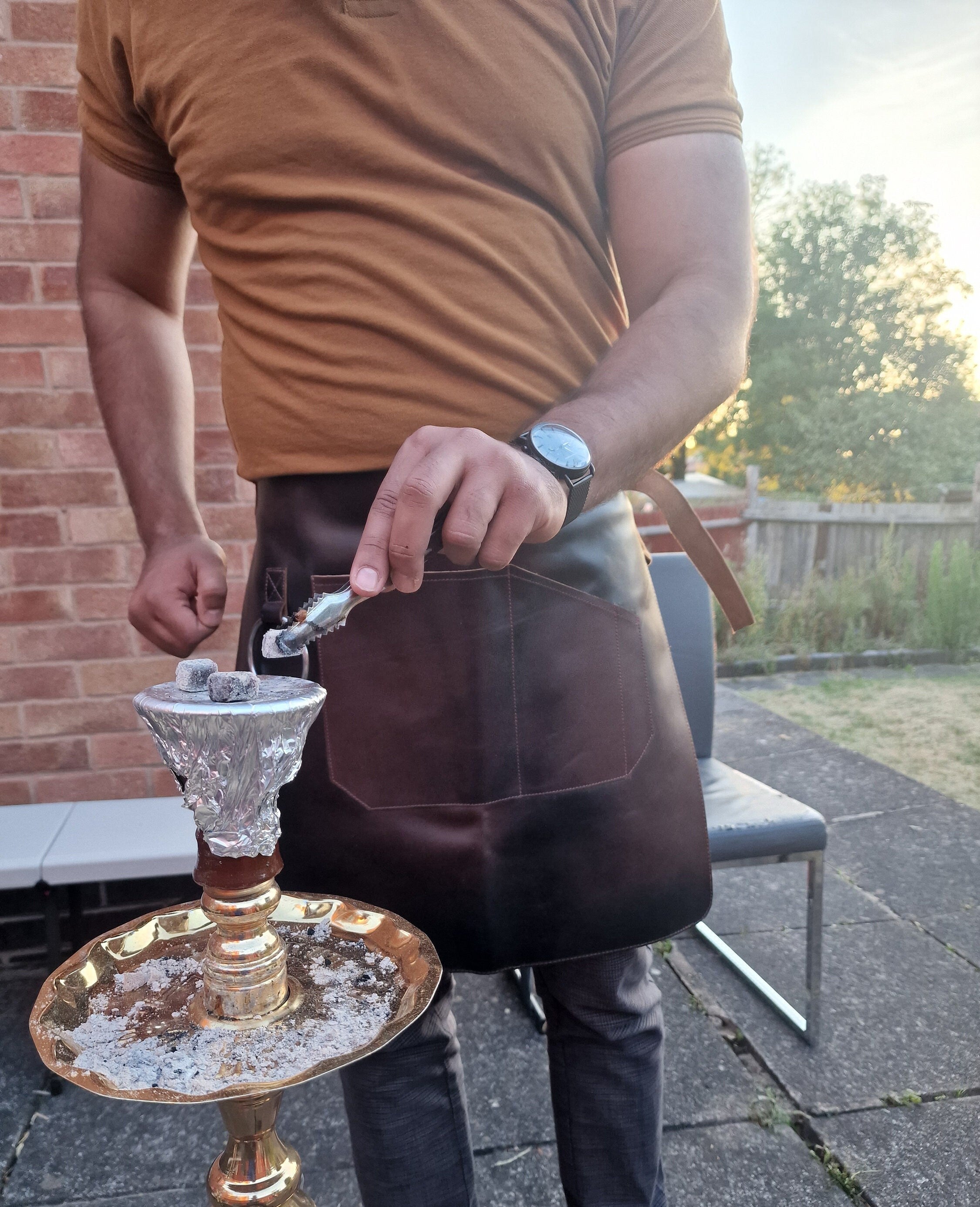 The Durham Dark Brown Full Grain Leather Half Apron